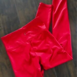Zyia red mettalic leggings